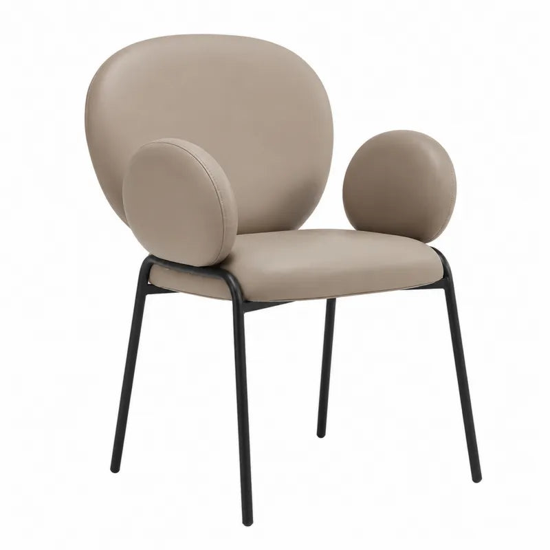 Krzesło jadalniane beżowe stalowe nogi ekoskóra