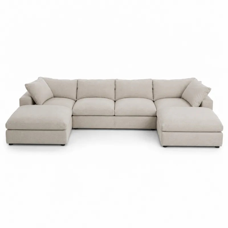 Sofa narożna modułowa L beżowy poliester