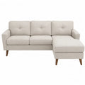 Sofa narożna 3-osobowa kremowa tkanina drewno 210 cm