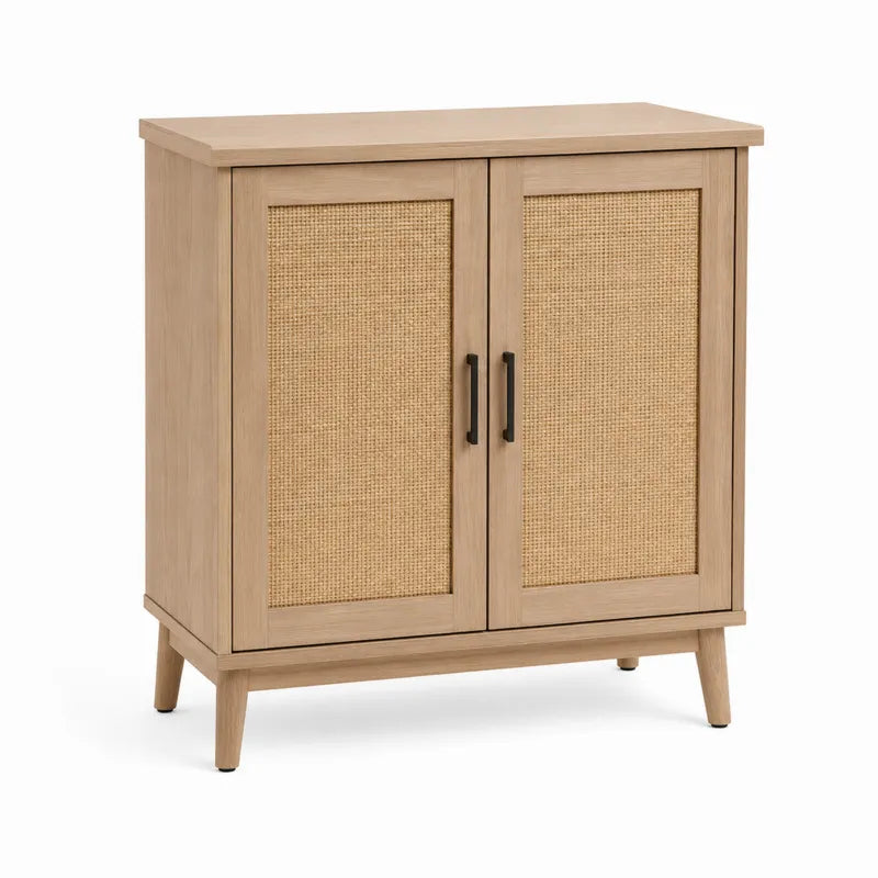 Szafka drewniana z rattanowymi frontami 80x40x100 cm
