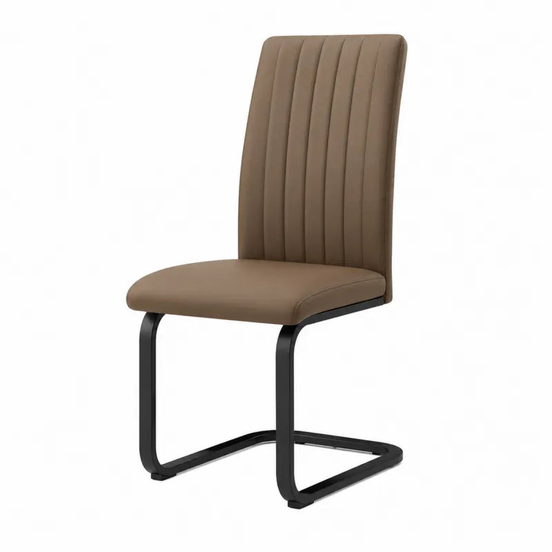 Krzesło jadalniane z ramą stalową i brązowym obiciem z PU