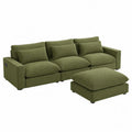 Zielona modułowa sofa z podnóżkiem z tkaniny