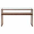 Konsola drewniana z metalową ramą i szkłem hartowanym 120cm x 35cm x 80cm
