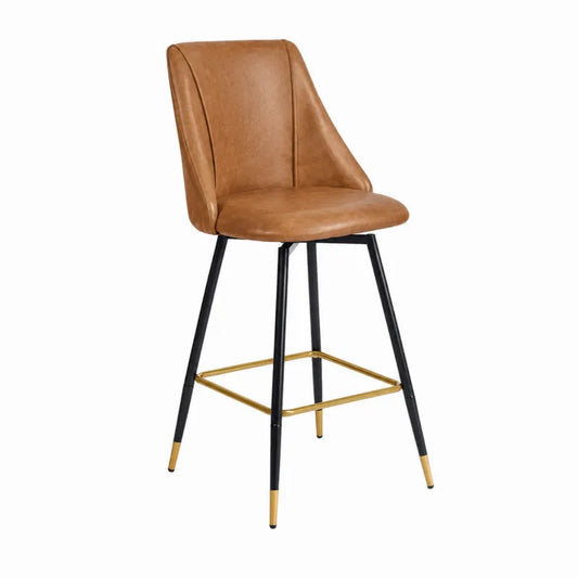 Hoker z brązowej ekoskóry z metalową ramą, 105 cm