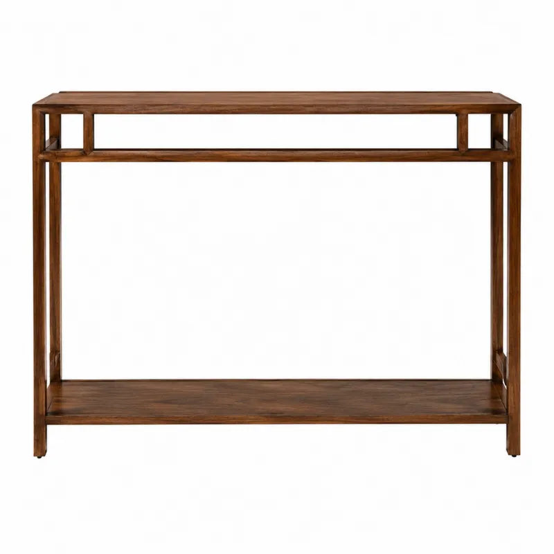 Konsola prostokątna z drewna tekowego brązowa 110x35x75 cm