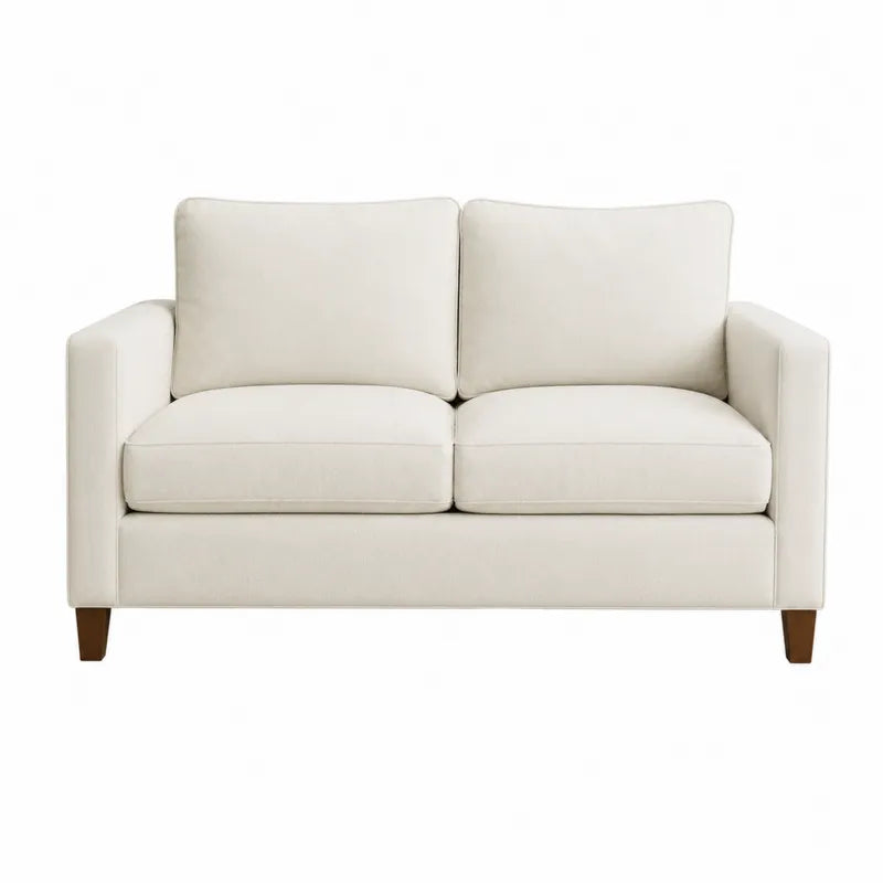 Dwuosobowa sofa kremowa tkanina 140 cm