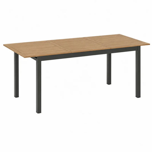 Stół ogrodowy rozkładany drewno tekowe aluminiowa rama 200x90 cm