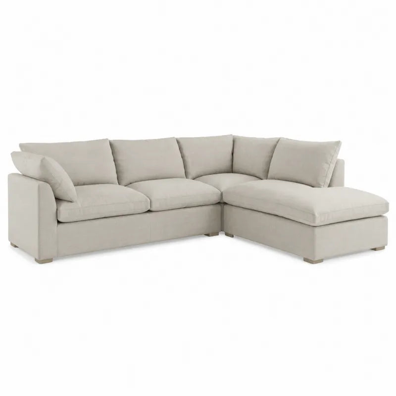 Modułowa sofa narożna beżowa z tapicerką z poliestru