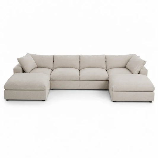 Sofa narożna modułowa L beżowy poliester