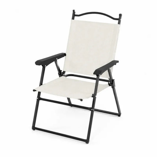 Składane krzesło ogrodowe metalowe czarne/beżowe 50x60x90 cm